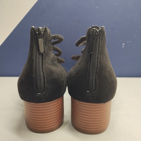 Torrid Strappy Sandals Womens US 10W Black Fabric Block Heel Open Toe Back Zip - Picture 6 of 9